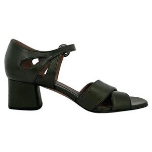 Marni Block Heels in Olive Green Leather